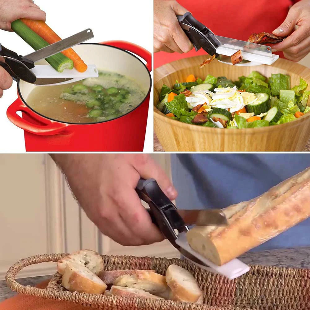 2 en 1 ciseaux alimentaire de cuisine inoxydable "super cutter"