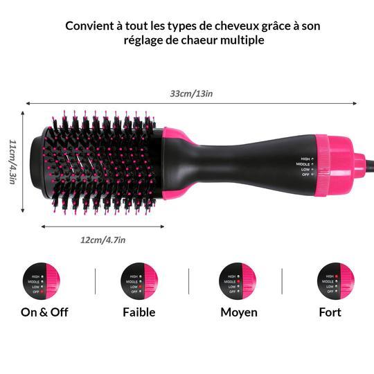 Brosse sèche cheveux multifonction 2 en 1